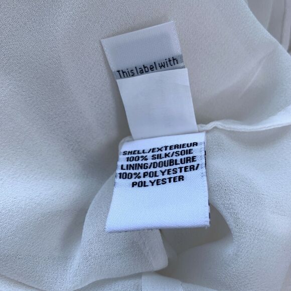 Diane Von Furstenberg Betsy Silk Tuxedo Blouse Black Ivory Sheer Ruffle Womens 8 - Picture 8 of 11